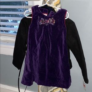 Purple winter dress with embellished bow tie